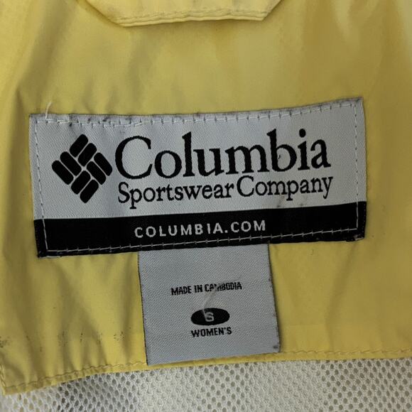 Columbia Jacket Womens Small Omni Tech Yellow White Waterproof Breathable Coat - Picture 6 of 12